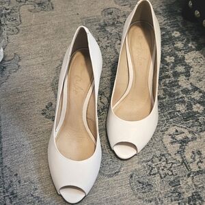 Genuine Leather Tube Heels White